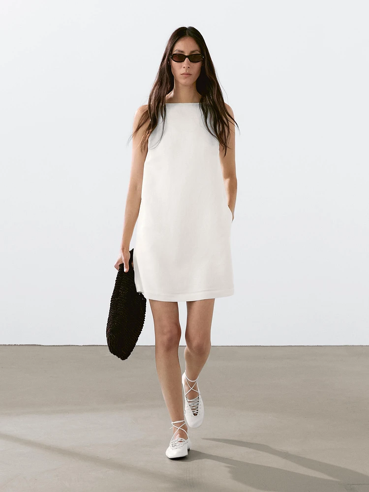 Flowing linen blend mini dress