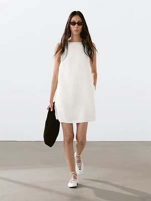 Flowing linen blend mini dress