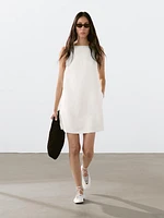 Flowing linen blend mini dress