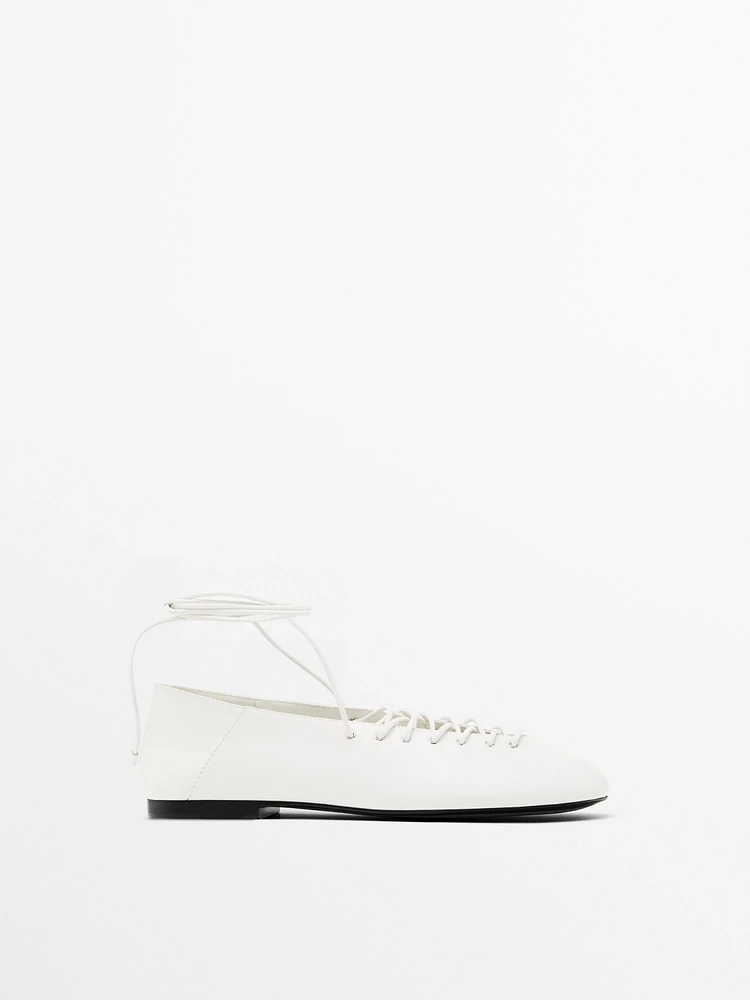 Lace-up ballet flats