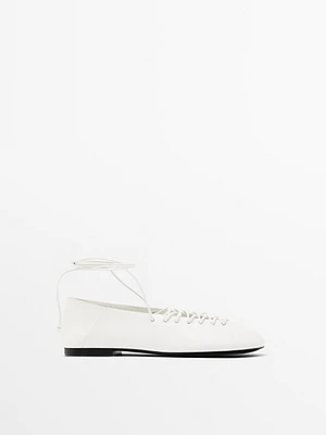 Lace-up ballet flats