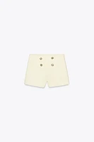 TEXTURED SHORTS WITH GOLD BUTTONS