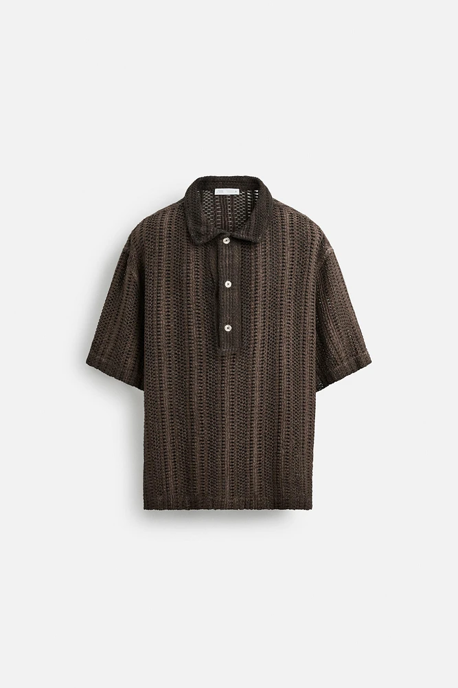 OPEN WEAVE POLO SHIRT