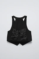 SATIN EFFECT BOW VEST