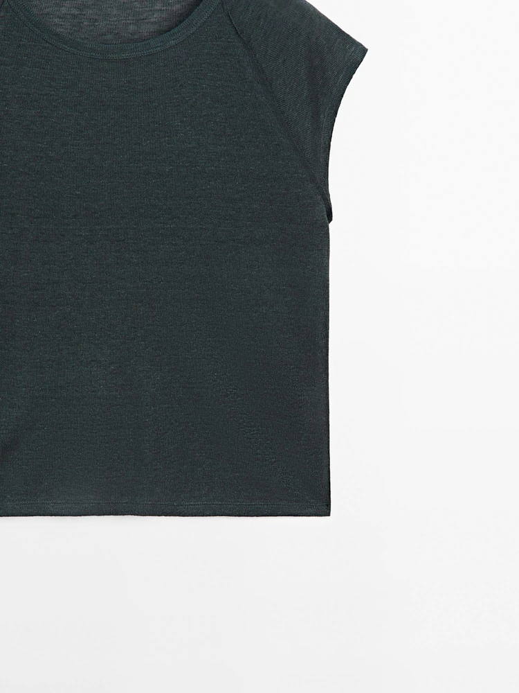 100% linen lightweight ribbed T-shirt