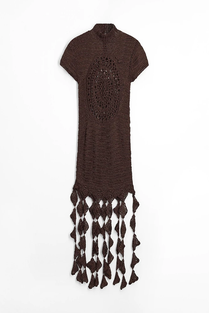 DIAMOND FRINGE CROCHET DRESS