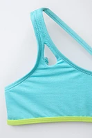 6-14 ANS/ MAILLOT DE BAIN ASYMÉTRIQUE BRILLANT LISERÉS