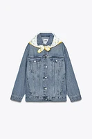 TRF OVERSIZED DENIM JACKET WITH SCARF