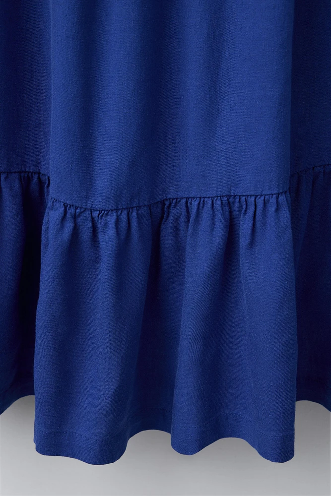 LINEN TOPSTITCHED DRESS