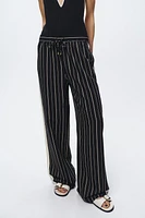 STRIPED WIDE LEG PANTS