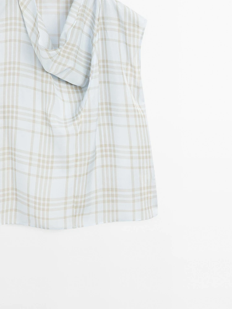 Draped neck check top