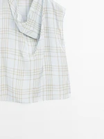 Draped neck check top