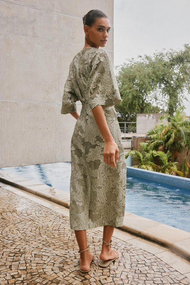 TEXTURED DRAPED DRESS