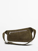 Split suede belt bag with studs