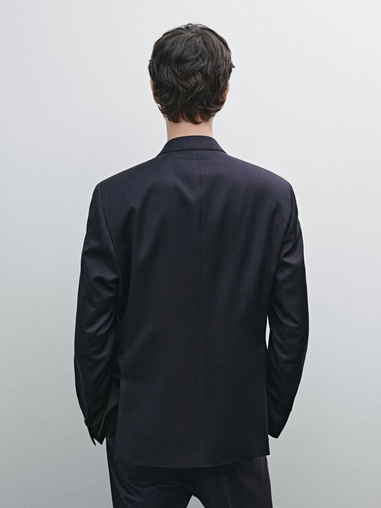 Pinstripe wool suit blazer