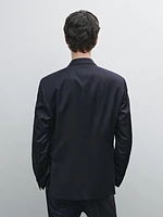 Pinstripe wool suit blazer