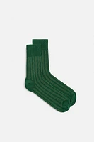 CONTRAST RIBBED SOCKS