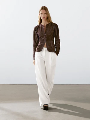 Pantalon de tailleur à pinces 100 % lin
