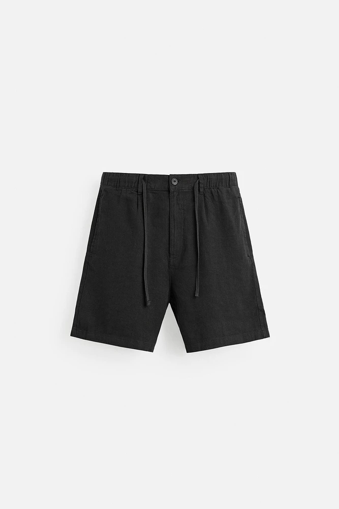 COTTON - LINEN BERMUDA SHORTS