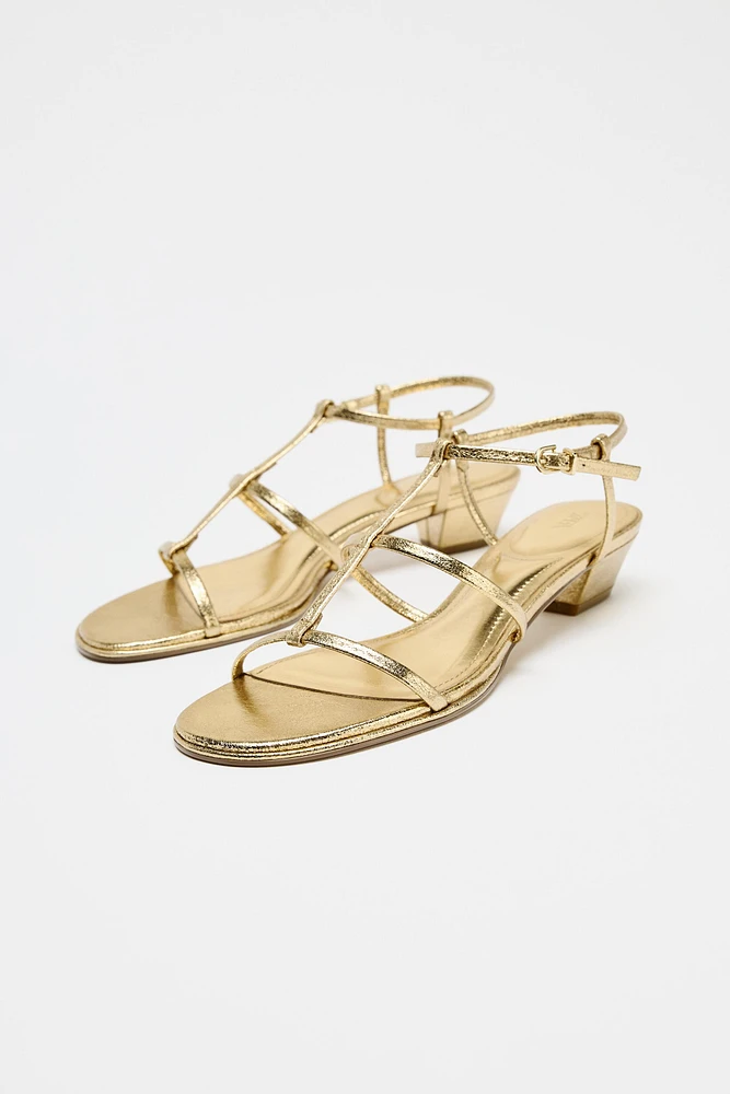 SANDALES À TALONS BRIDES EFFET MÉTALLISÉ