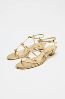 SANDALES À TALONS BRIDES EFFET MÉTALLISÉ