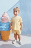 ENSEMBLE GAUFRÉ T-SHIRT ET BERMUDA RAYÉ