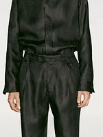 100% linen double dart trousers