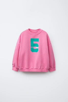 NUMBER PRINT SWEATSHIRT