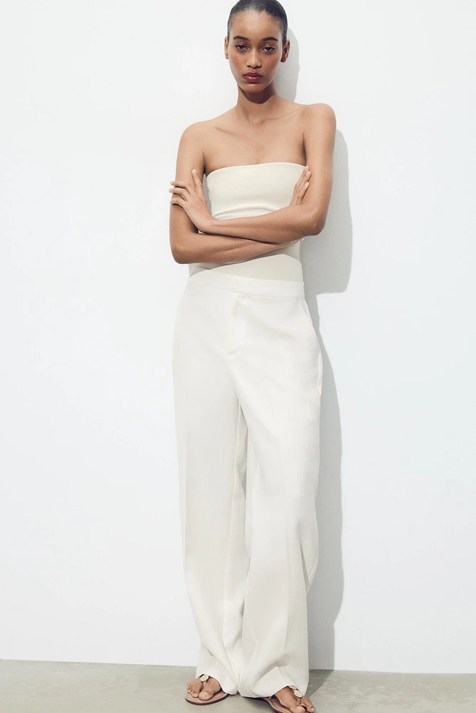 WRINKLE-LOOK STRAIGHT PANTS