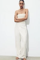 WRINKLE-LOOK STRAIGHT PANTS