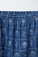 EMBROIDERED MIDI SKIRT