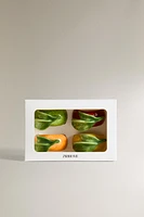 PACK OF FRUIT PORCELAIN NAPKIN RINGS (PACK OF 4)
