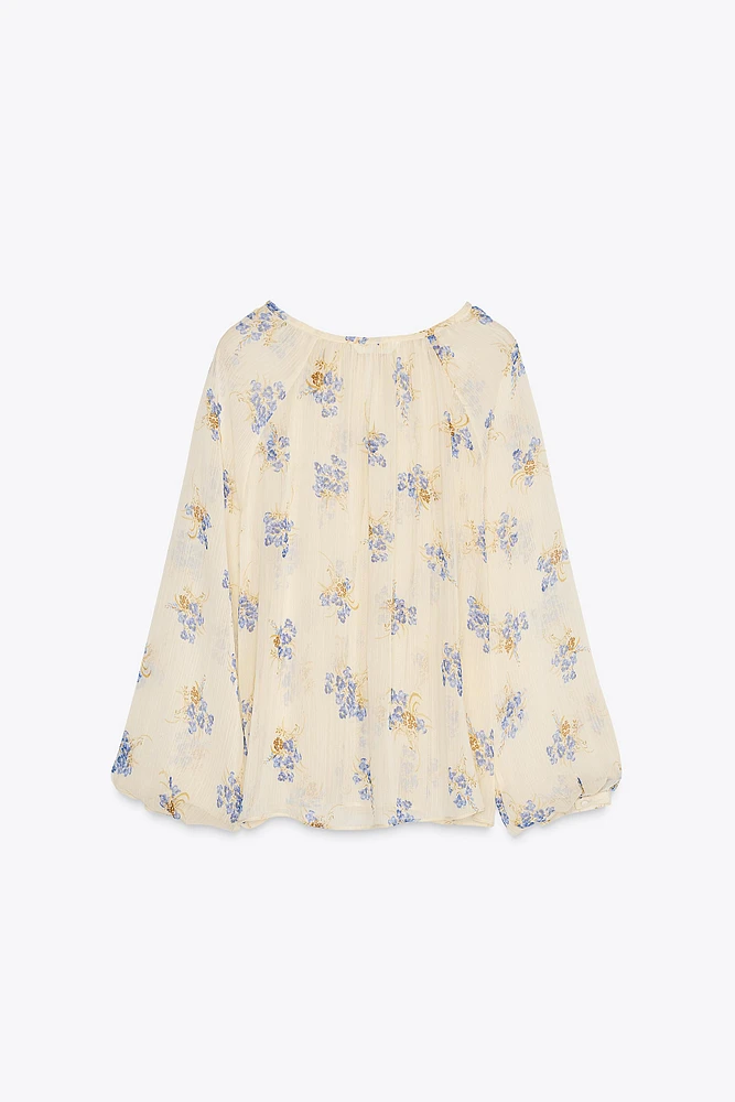 BLOUSE SEMI-TRANSPARENTE À IMPRIMÉ FLORAL