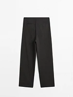 Striped cotton blend suit trousers