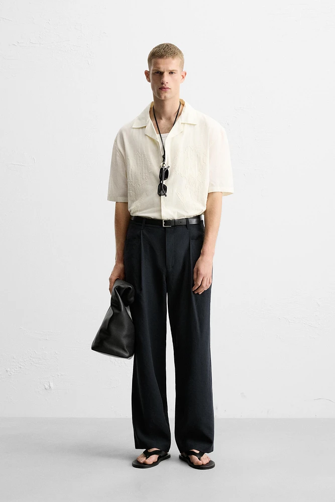 EMBROIDERED COTTON LINEN SHIRT