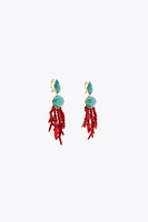 CORAL EFFECT STONE EARRINGS