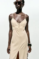 LINEN STRAPPY MIDI DRESS