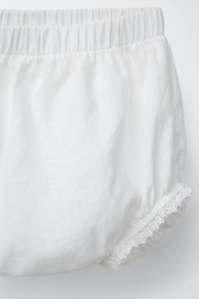 LINEN LACE SHIRT AND BLOOMERS SET