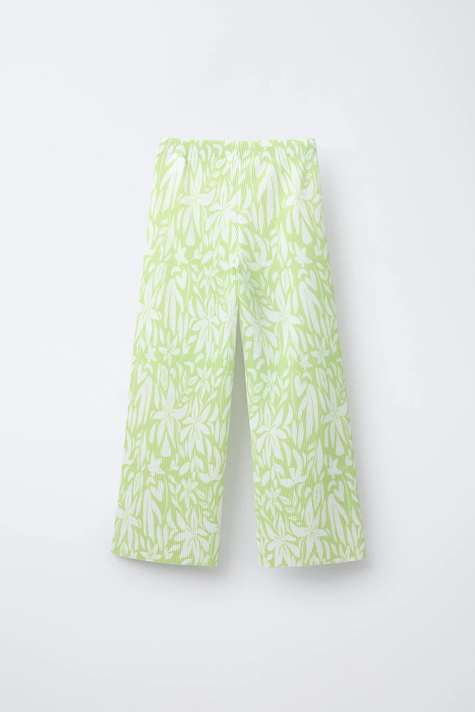 PLEATED PRINTED PANTS