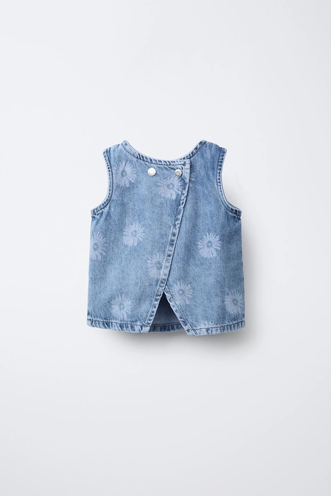 FLORAL PRINT DENIM TOP