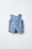 FLORAL PRINT DENIM TOP