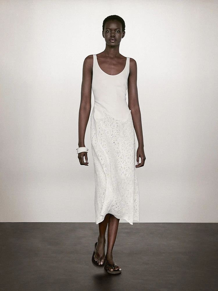 Robe midi ample en coton mélangé