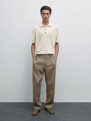 100% cotton regular fit knit polo shirt