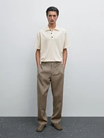 100% cotton regular fit knit polo shirt