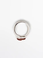 Spiral ring with encrusted details