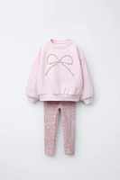 ENSEMBLE SWEAT AVEC PIÈCE ET LEGGING RIB IMPRIMÉ
