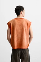 EMBROIDERED WASHED TANK TOP