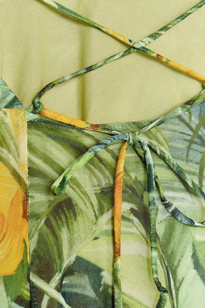 PRINTED TULLE MINI DRESS