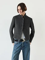 Short textured wool blend jacket