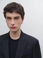 Pinstripe wool suit blazer